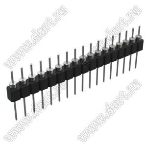DS1004-1x17F13 (PSLM-19 тип 3) вилка цанговая прямая однорядная для выводного монтажа; P=2,54мм; 19-конт.