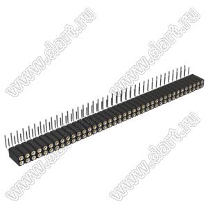 DS1002-08-2x38R13700 (7803R-38-70) гнездо цанговое угловое двухрядное для выводного монтажа; P=2,54x2,54мм; 2x38-конт.