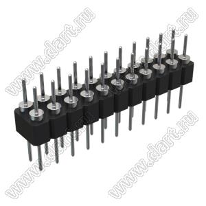 DS1004-2x11-F12 (PDLM-2x11 тип 2) вилка 2-х рядная прямая цанговая; P=2,54мм; 2x11-конт.
