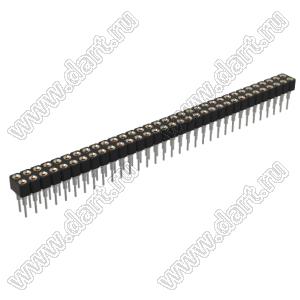 DS1002-07-2x331322 гнездо цанговое прямое двухрядное приподнятое для выводного монтажа; P=2,54x2,54мм; 2x33-конт.
