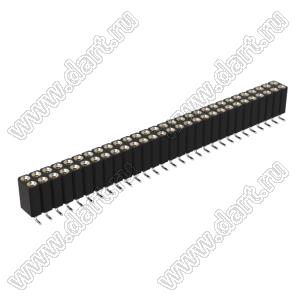 DS1002-08-2x29S13700 гнездо цанговое прямое двухрядное для поверхностного (SMD) монтажа; P=2,54x2,54мм; 2x29-конт.