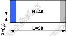 BLFPC P0,5 40PIN 50mm REV шлейф плоский сверхтонкий FFC/FPC; 40; длина 50мм; контакты на разных поверхностях