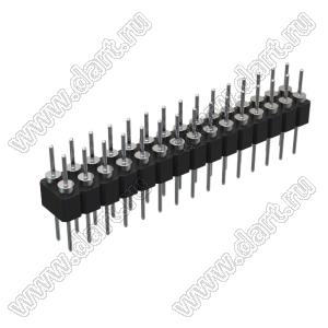 DS1004-2x15-F12 (PDLM-2x15 тип 2) вилка 2-х рядная прямая цанговая; P=2,54мм; 2x15-конт.
