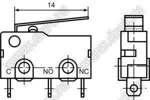 KW11-3Z-51AB1B (SM5-01N) микропереключатель концевой с рычагом 14мм