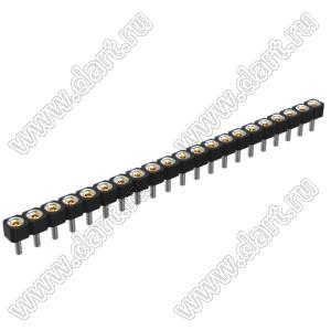 DS1002-05-1x2168 гнездо цанговое прямое однорядное для выводного монтажа; P=2,54мм; 21-конт.