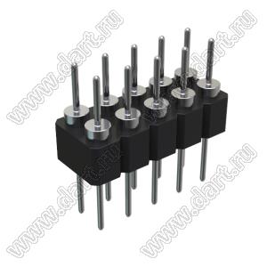 DS1004-2x5-F12 (PDLM-2x5 тип 2) вилка 2-х рядная прямая цанговая; P=2,54мм; 2x5-конт.