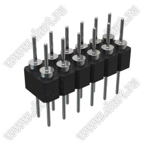 DS1004-2x6-F12 (PDLM-2x6 тип 2) вилка 2-х рядная прямая цанговая; P=2,54мм; 2x6-конт.
