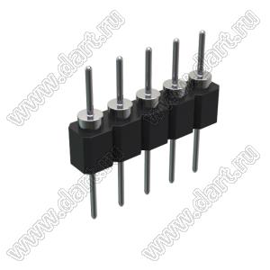 DS1004-1x05F12 (PSLM-05 тип 2) вилка цанговая прямая однорядная для выводного монтажа; P=2,54мм; 5-конт.
