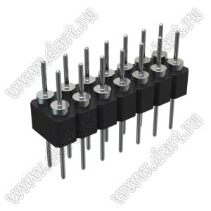 DS1004-2x7-F12 (PDLM-2x7 тип 2) вилка 2-х рядная прямая цанговая; P=2,54мм; 2x7-конт.