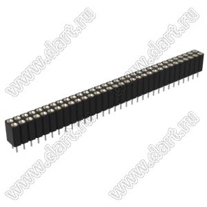 DS1002-03-2x326T1F6 (6803S-32-70) гнездо цанговое прямое двухрядное для выводного монтажа; P=2,54x2,54мм; 2x32-конт.