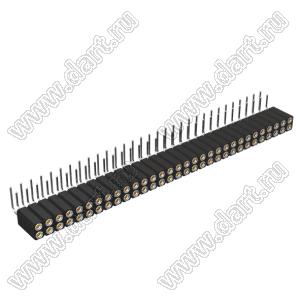 DS1002-08-2x31R13700 (7803R-31-70) гнездо цанговое угловое двухрядное для выводного монтажа; P=2,54x2,54мм; 2x31-конт.