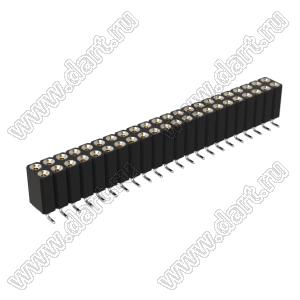 DS1002-08-2x22S13700 гнездо цанговое прямое двухрядное для поверхностного (SMD) монтажа; P=2,54x2,54мм; 2x22-конт.