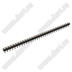 DS1002-05-1x3268 гнездо цанговое прямое однорядное для выводного монтажа; P=2,54мм; 32-конт.