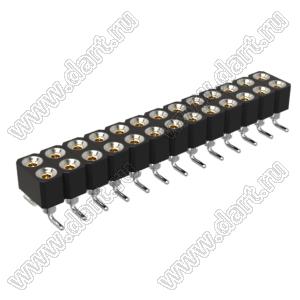 DS1002-01-2x13S13 (SCDL-13SMT, PBDM-2x13SMT, 362030213NS007401) гнездо цанговое прямое двухрядное для поверхностного (SMD) монтажа; P=2,54мм; 2x13-конт.