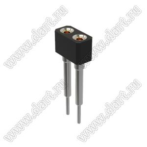 DS1002-07-2x011326 гнездо цанговое прямое двухрядное приподнятое для выводного монтажа; P=2,54x2,54мм; 2x1-конт.