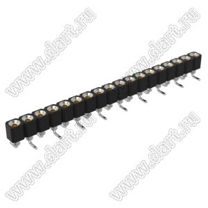 DS1002-01-1x18S13R1 (SCSL-018SMT, PBSM-1x18SMT) гнездо цанговое прямое однорядное для поверхностного (SMD) монтажа; P=2,54мм; 18-конт.