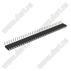 DS1002-08-1x33R13700 (7801R-33-70) гнездо цанговое угловое однорядное для выводного монтажа; P=2,54мм; 33-конт.