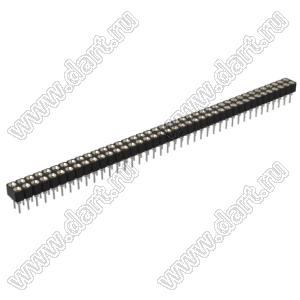 DS1002-02-2x406BT1F6 (6833S-40) гнездо цанговое прямое двухрядное для выводного монтажа; P=2,0x2,0мм; 2x40-конт.