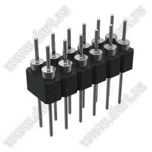DS1004-2x6-F13 (PDLM-2x6 тип 3) вилка 2-х рядная прямая цанговая; P=2,54мм; 2x6-конт.