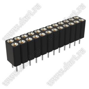 DS1002-03-2x126T1F6 (6803S-12-70) гнездо цанговое прямое двухрядное для выводного монтажа; P=2,54x2,54мм; 2x12-конт.