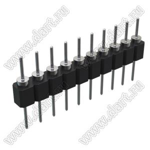 DS1004-1x10F12 (PSLM-10 тип 2) вилка цанговая прямая однорядная для выводного монтажа; P=2,54мм; 10-конт.