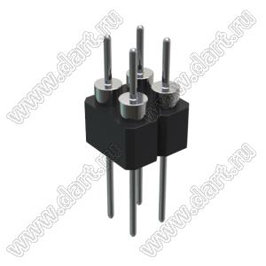 DS1004-2x2-F13 (PDLM-2x2 тип 3) вилка 2-х рядная прямая цанговая; P=2,54мм; 2x2-конт.