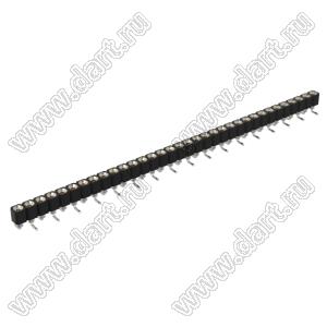 DS1002-01-1x34S13R1 (SCSL-034SMT, PBSM-1x34SMT) гнездо цанговое прямое однорядное для поверхностного (SMD) монтажа; P=2,54мм; 34-конт.