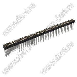 DS1002-07-2x391326 гнездо цанговое прямое двухрядное приподнятое для выводного монтажа; P=2,54x2,54мм; 2x39-конт.