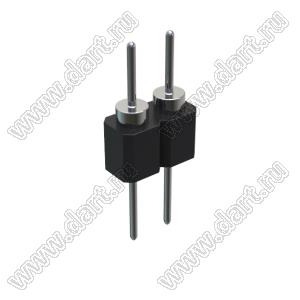 DS1004-1x02F12 (PSLM-02 тип 2) вилка цанговая прямая однорядная для выводного монтажа; P=2,54мм; 2-конт.