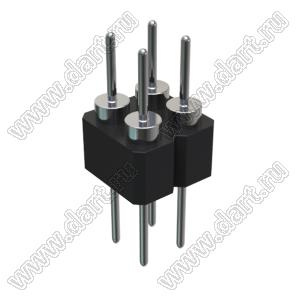 DS1004-2x2-F12 (PDLM-2x2 тип 2) вилка 2-х рядная прямая цанговая; P=2,54мм; 2x2-конт.