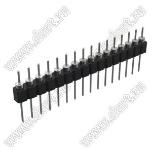 DS1004-1x16F13 (PSLM-18 тип 3) вилка цанговая прямая однорядная для выводного монтажа; P=2,54мм; 18-конт.
