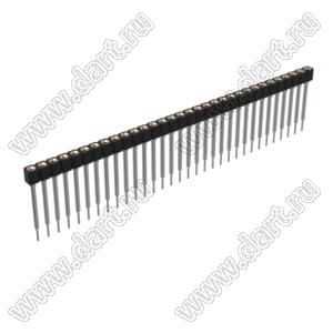 DS1002-07-1x321328 гнездо цанговое прямое однорядное приподнятое для выводного монтажа; P=2,54мм; 32-конт.