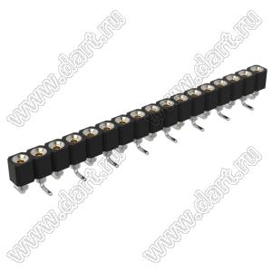 DS1002-01-1x17S13R1 (SCSL-017SMT, PBSM-1x17SMT) гнездо цанговое прямое однорядное для поверхностного (SMD) монтажа; P=2,54мм; 17-конт.