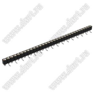 DS1002-01-1x32S13R1 (SCSL-032SMT, PBSM-1x32SMT) гнездо цанговое прямое однорядное для поверхностного (SMD) монтажа; P=2,54мм; 32-конт.