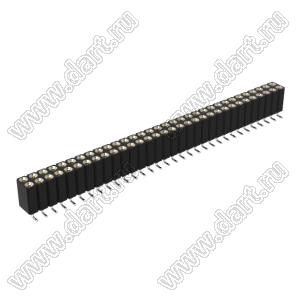 DS1002-08-2x32S13700 гнездо цанговое прямое двухрядное для поверхностного (SMD) монтажа; P=2,54x2,54мм; 2x32-конт.