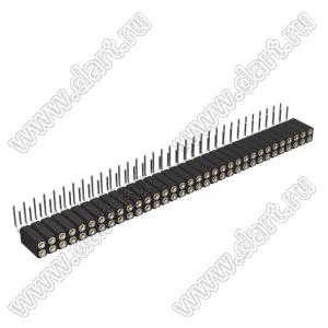 DS1002-08-2x33R13700 (7803R-33-70) гнездо цанговое угловое двухрядное для выводного монтажа; P=2,54x2,54мм; 2x33-конт.