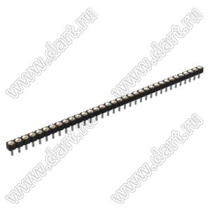 DS1002-05-1x3468 гнездо цанговое прямое однорядное для выводного монтажа; P=2,54мм; 34-конт.