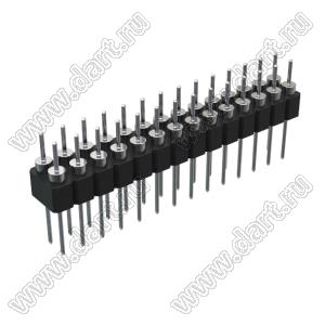 DS1004-2x14-F13 (PDLM-2x14 тип 3) вилка 2-х рядная прямая цанговая; P=2,54мм; 2x14-конт.