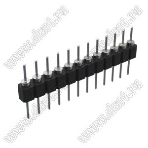 DS1004-1x12F12 (PSLM-12 тип 2) вилка цанговая прямая однорядная для выводного монтажа; P=2,54мм; 12-конт.