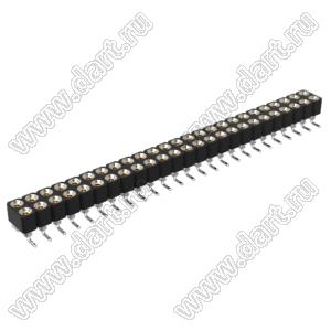 DS1002-01-2x25S13 (SCDL-25SMT, PBDM-2x25SMT, 362030225NS007401) гнездо цанговое прямое двухрядное для поверхностного (SMD) монтажа; P=2,54мм; 2x25-конт.