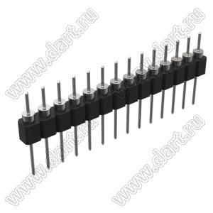 DS1004-1x14F13 (PSLM-16 тип 3) вилка цанговая прямая однорядная для выводного монтажа; P=2,54мм; 16-конт.