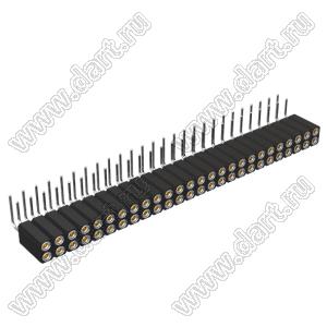 DS1002-08-2x26R13700 (7803R-26-70) гнездо цанговое угловое двухрядное для выводного монтажа; P=2,54x2,54мм; 2x26-конт.