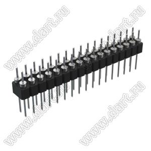 DS1004-2x17-F13 (PDLM-2x17 тип 3) вилка 2-х рядная прямая цанговая; P=2,54мм; 2x17-конт.