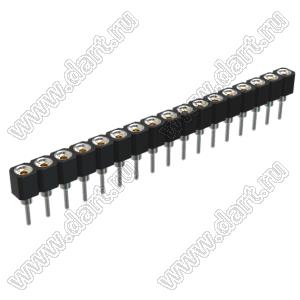 DS1002-02-1x176T1F6 (6831S-17) гнездо цанговое прямое однорядное для выводного монтажа; P=2,00мм; 17-конт.