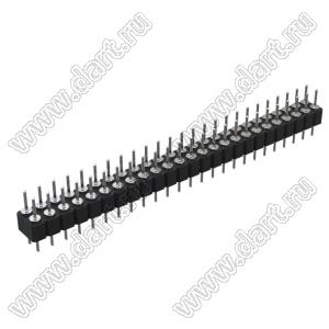 DS1004-2x25-F11 (PDLM-2x25 тип 1) вилка 2-х рядная прямая цанговая; P=2,54мм; 2x25-конт.