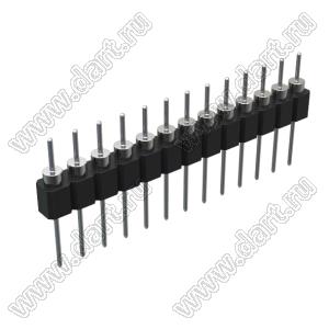 DS1004-1x13F13 (PSLM-15 тип 3) вилка цанговая прямая однорядная для выводного монтажа; P=2,54мм; 15-конт.