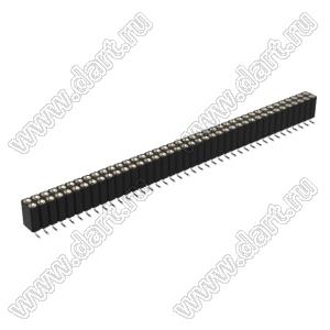 DS1002-08-2x40S13700 гнездо цанговое прямое двухрядное для поверхностного (SMD) монтажа; P=2,54x2,54мм; 2x40-конт.