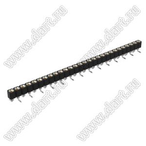 DS1002-01-1x28S13R1 (SCSL-028SMT, PBSM-1x28SMT) гнездо цанговое прямое однорядное для поверхностного (SMD) монтажа; P=2,54мм; 28-конт.