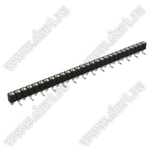 DS1002-01-1x28S13R1 (SCSL-028SMT, PBSM-1x28SMT) гнездо цанговое прямое однорядное для поверхностного (SMD) монтажа; P=2,54мм; 28-конт.