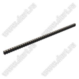 DS1002-06-1x4068 гнездо цанговое прямое однорядное для выводного монтажа; P=2,54мм; 40-конт.